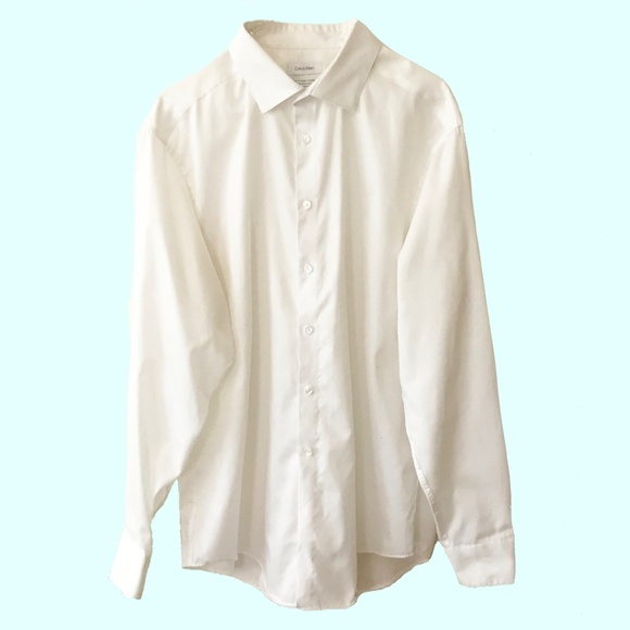 CALVIN KLEIN WHITE SLIM FIT DRESS SHIRT SIZE 17.5 - Picture 2 of 5
